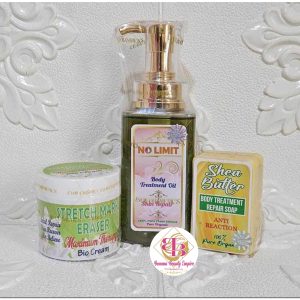 Evob No Limit Treatment oil + Shea butter body Treatment Soap+ Stretch marks Cream. 3products