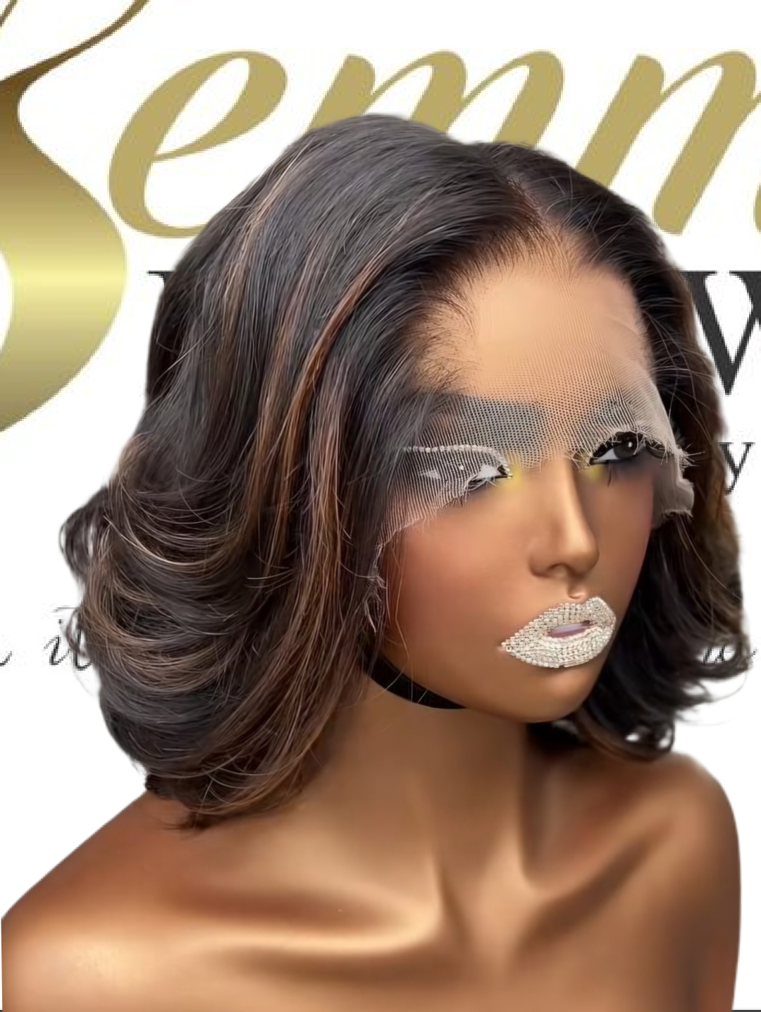 HD lace 9by6 Closure Glueless Elegant Raw virgin human hair layered Bob wig 10inches.250% Density - Image 2