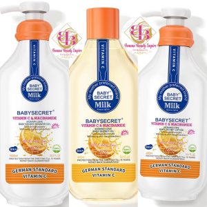 Baby secret vitamin C & Niacinamide lotion +oil+ Shower Gel.Whitening & Sun Protection 3n1pcs