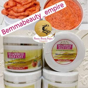 Dear white halfcast body scrub. Peach 350g