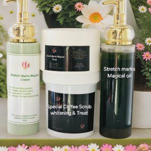 Stretch marks Magical Cream +oil+Soap +Special Coffee scrub.4products