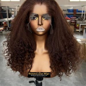 Raw virgin human hair. HD Lace 9by6 Closure kinky straight with curly tips #4. 180% density 18inches Glueless PRE-ORDER