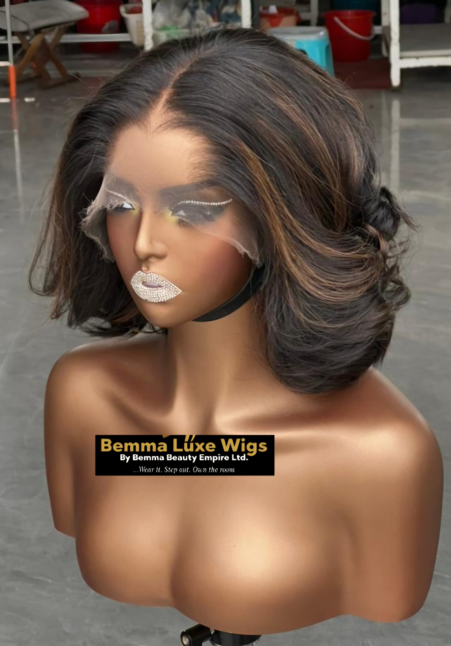 HD lace 9by6 Closure Glueless Elegant Raw virgin human hair layered Bob wig 10inches.250% Density